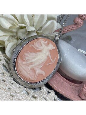 Peach Silver Anniversary gift birthday Aphrodite Roman ARTEMIS Locket Necklace